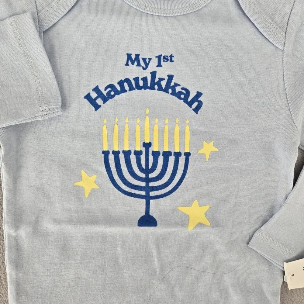 Old Navy NWT 12-18M‎ My 1st Hanukkah Bodysuit Baby Boy Girl Blue Holiday